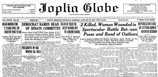 Joplin Globe Joplin Missouri Jan 10 1924 (Great visual article) - 
