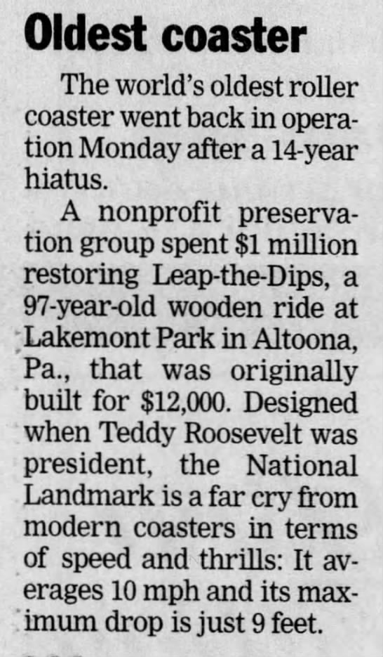 Leap-The-Dips reopened 1999 - 