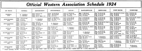 1924 Western Association schedule - 