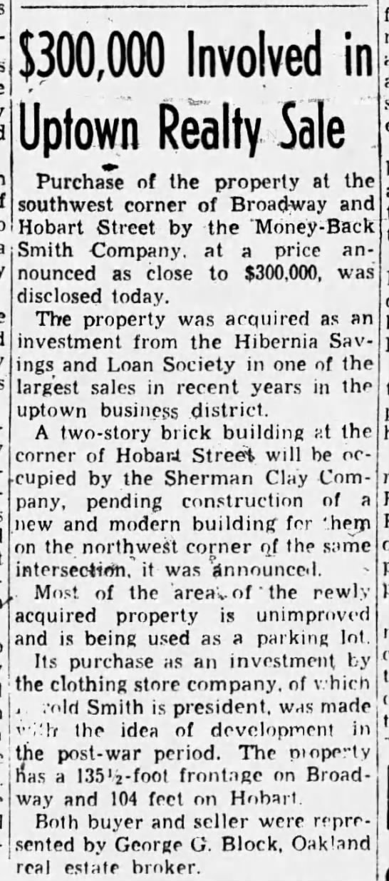 $300,000 Involved In Uptown Realty Sale Dec 18, 1944 - 