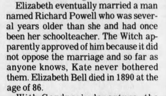 Elizabeth Bell married Richard Powell - 