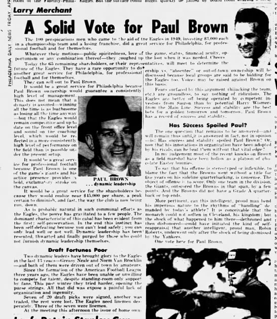 A Solid Vote for Paul Brown - 