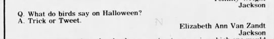 "What do birds say on Halloween? Trick or Tweet" (1975). - 