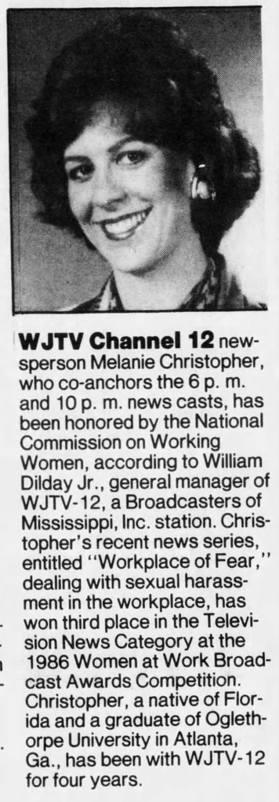 WJTV anchor Melanie Christopher honored by the National Commission ...