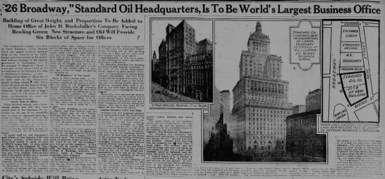 '26 Broadway', Standard Oil Headquarters, Is To Be World's Largest Business Office - 