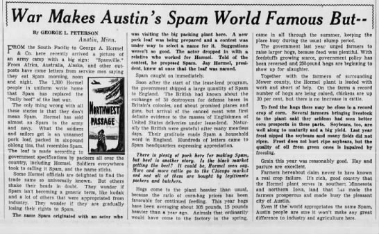 Brand-name Spam not fed to soldiers during WWII (1943) - 