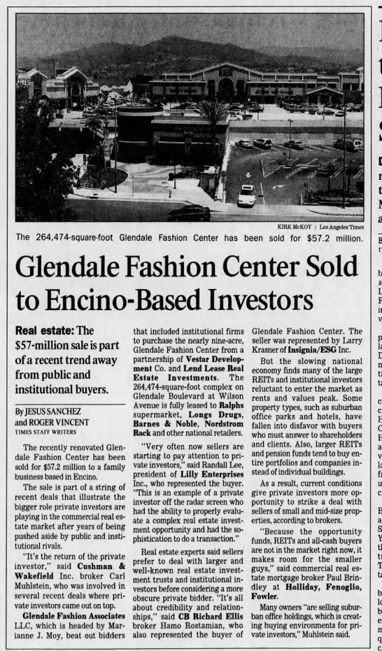 Glendale Fashion Center sold to Encino-based Investors - 