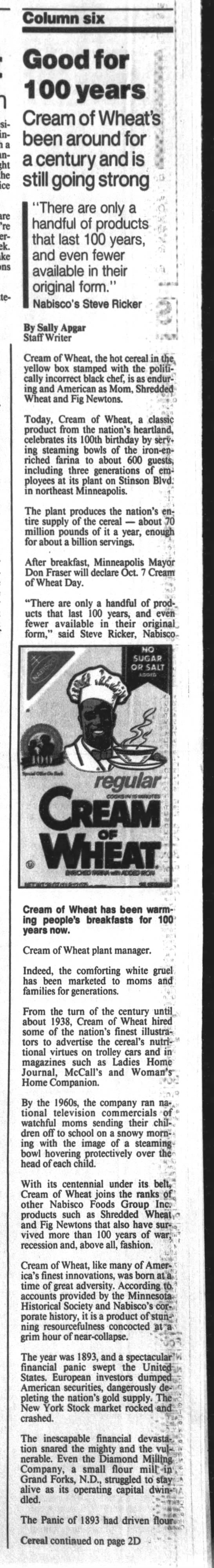 Cream of Wheat's Centennial: "Good For 100 Years" (pt 1) - 