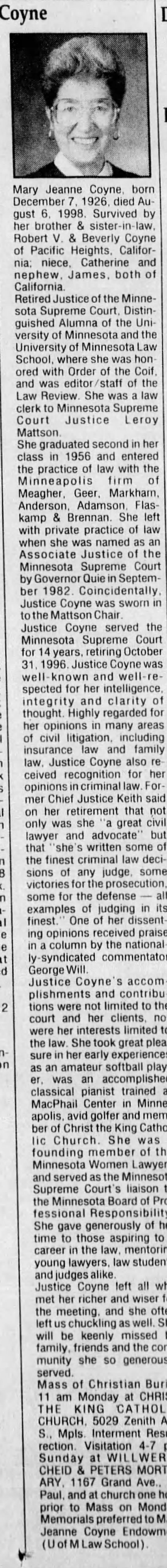 Obituary for Coyne Si V Coyne, 1926-1998 - 