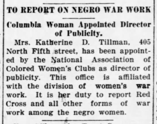 Katherine D. Tillman as Director of Publicity (1918) - 