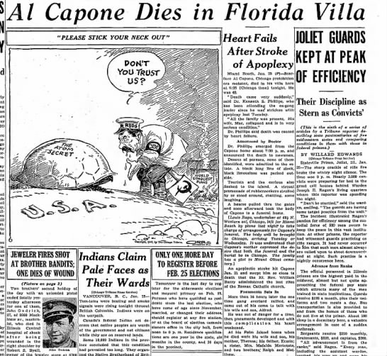 Al Capone dies - 