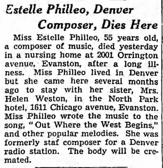 Estelle Philleo Obituary Chicago Daily Tribune Mar 21, 1936 - 