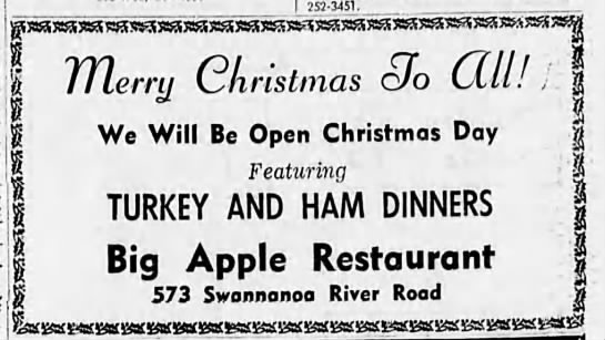 Big Apple Restaurant in Asheville, NC (1966). - 