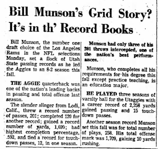Bill Munson's Grid Story? - 