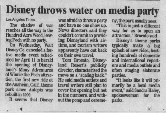 Disney throws water on media party - 