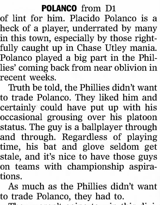 Thurs 6/9/2005: Polanco (commentary from PHI) - 