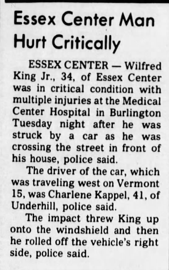 Wilfred King accident - 