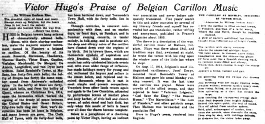 Victor Hugo's Praise of Belgian Carillon Music - 