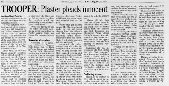 2007: Vermont State trooper John Plaster chokes suspect, lies in own affidavit - 