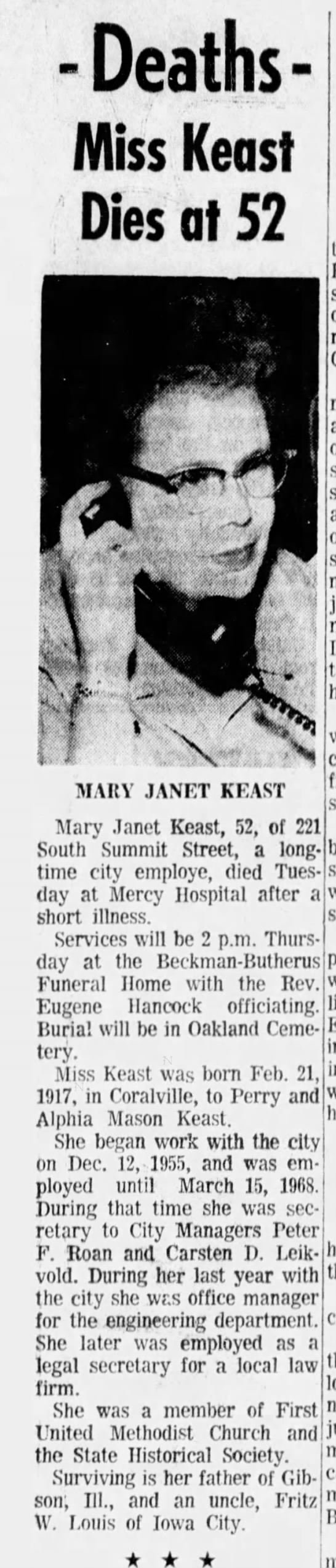 Obituary: Mary Janet Keast (Aged 52) - 