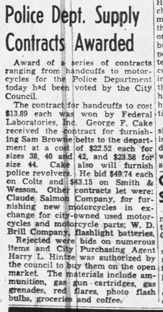 OPD supply contracts -- Claude Salmon for new motorcycles - 
