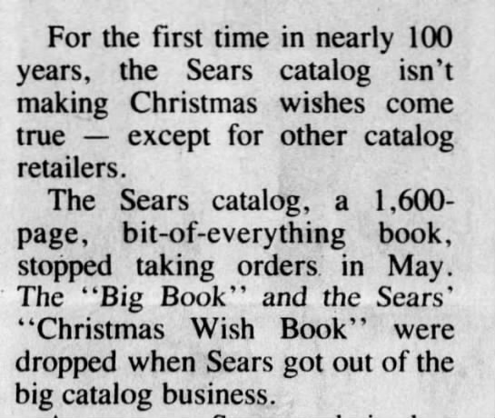 Sears Drops the Christmas Wish Book - 