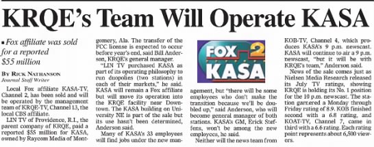 KRQE's Team Will Operate KASA - 