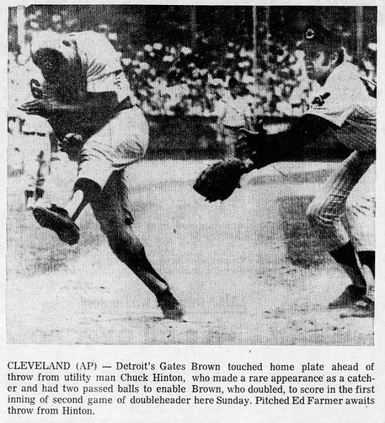 Mon 6/21/1971: Brown scores on passed ball. - 