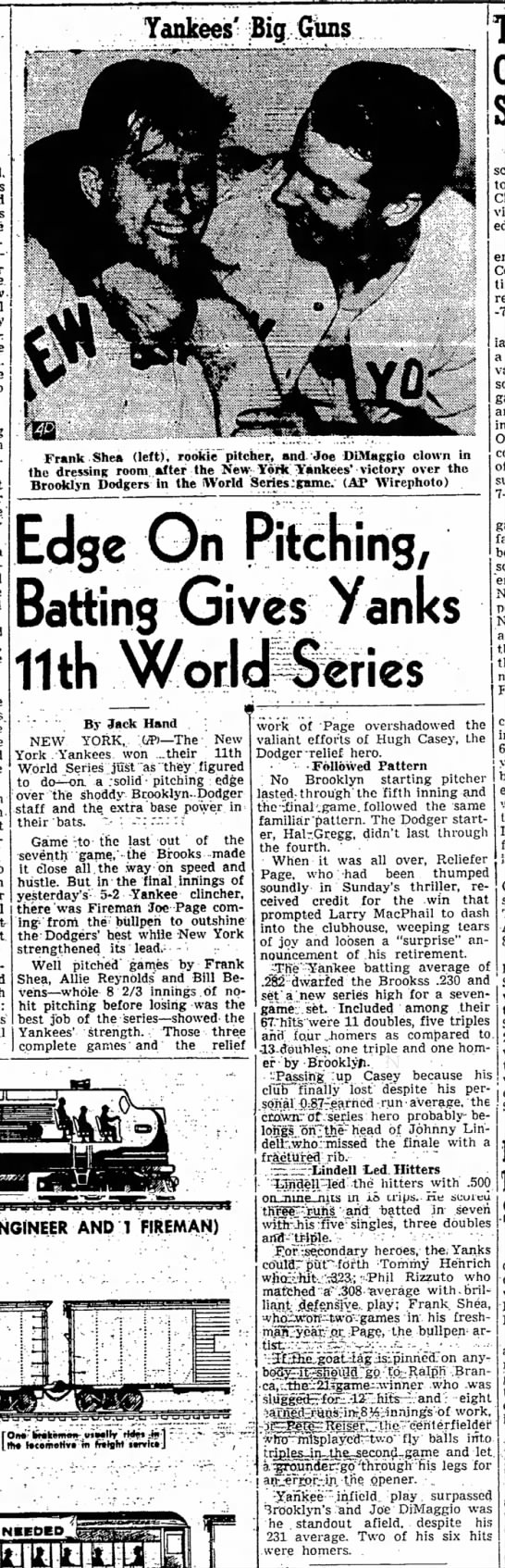 Yanks beat the Dodgers 1947. - 