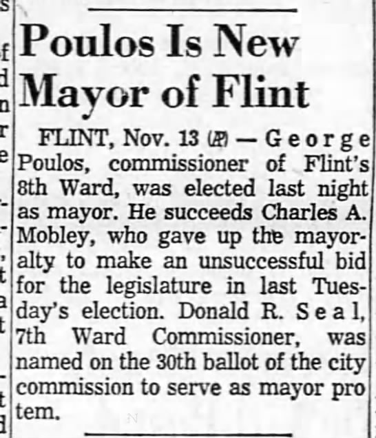 Poulos Is New Mayor of Flint - 
