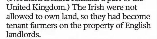 Irish became tenant farmers on English property - 