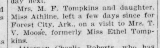 M.F. Tompkins is Athlines mother, Mary Fletcher Chaney who was ...