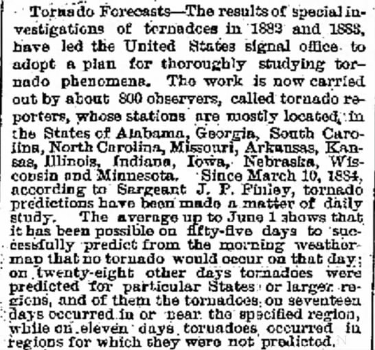 March 10, 1884: First Tornado Forecast - 