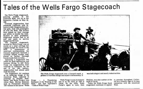 Tales of the Wells Fargo Stagecoach - 