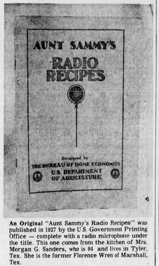 Cover of the original 1927 "Aunt Sammy's Radio Recipes" cookbook - 