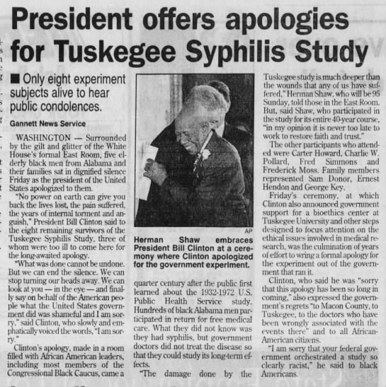 Tuskegee - Clinton Apology - 
