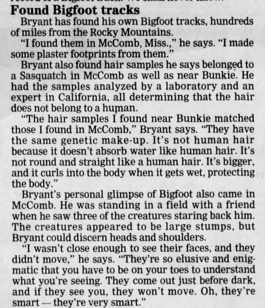 Bigfoot account (The Town Talk, 1995) - 