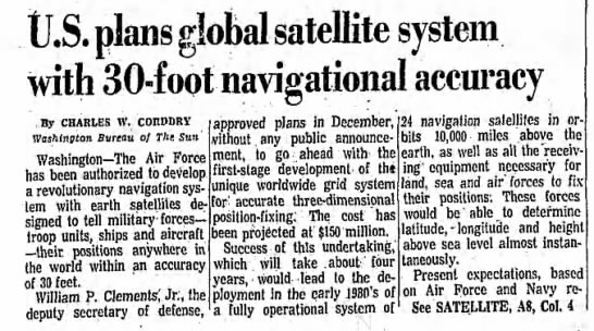 First mention of GPS - 