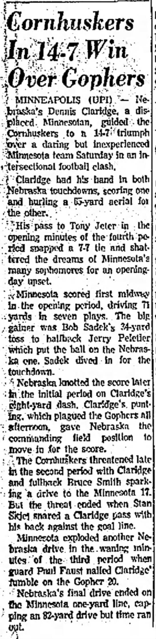 1963 Nebraska-Minnesota football, UPI - 