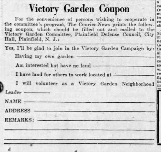 Victory garden survey, 1944 - 
