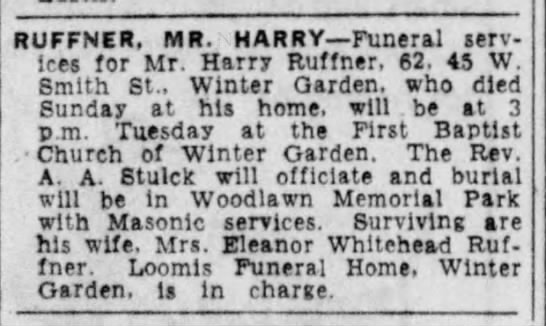 Harry Ruffner Funeral Notice 6 Aug 1957 Newspapers Com