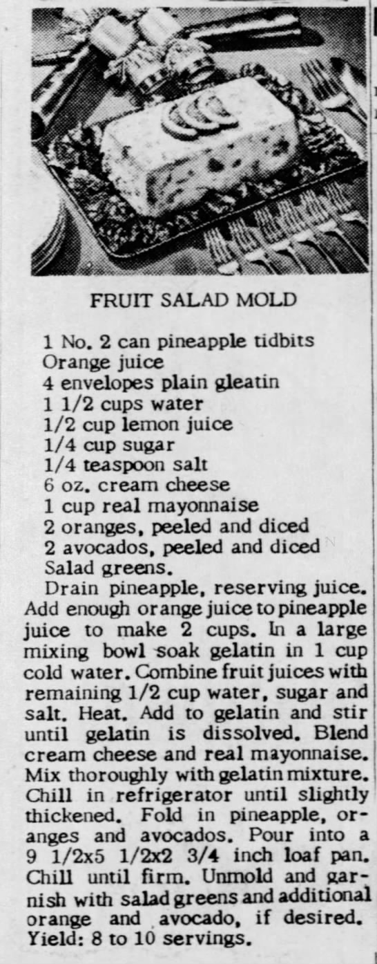 Recipe: Fruit Salad Mold (1953) - 