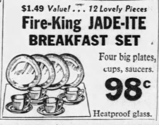ad for jadeite breakfast set - 