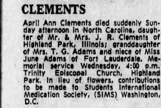 Obituary for April Ann CLEMENTS