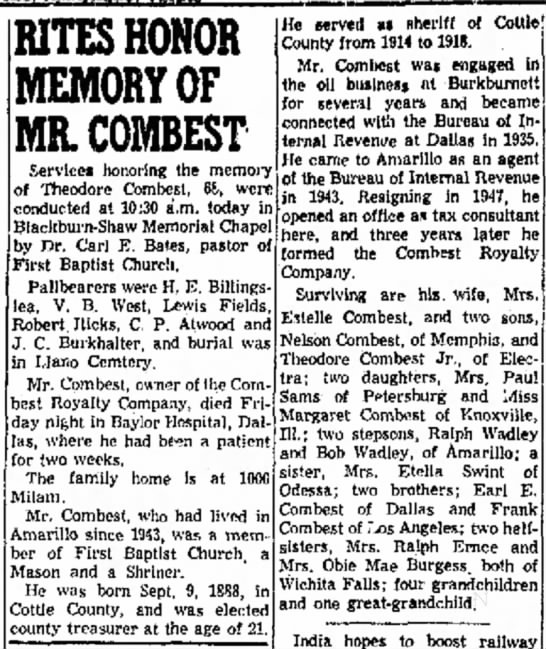 Rites Honor Memory of Mr. Combest - 