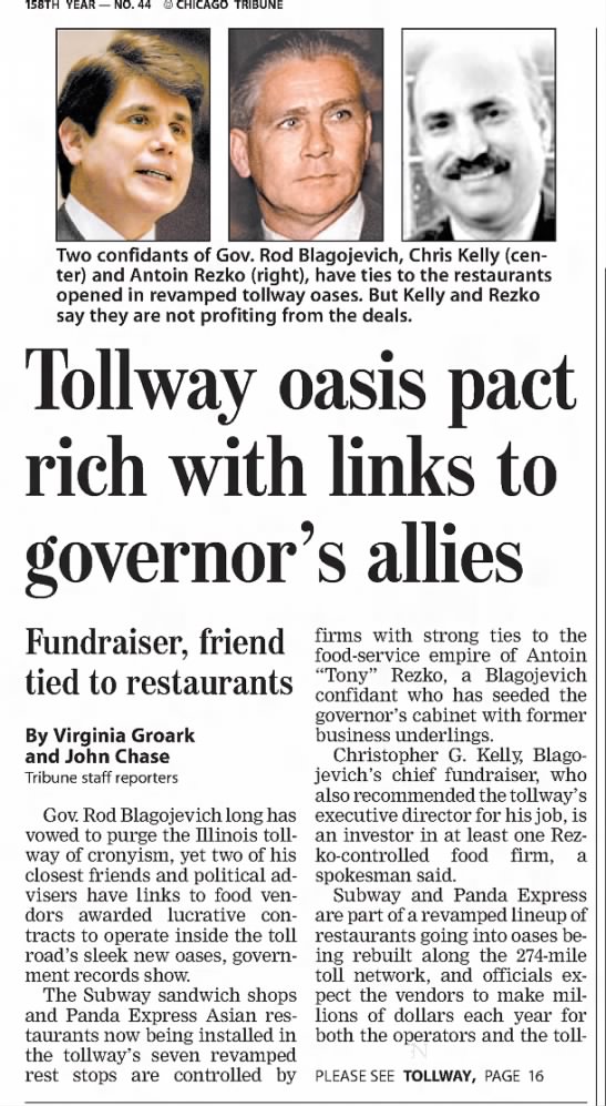 Tollway Oasis Pact Rich with Links to Governor's Allies - 