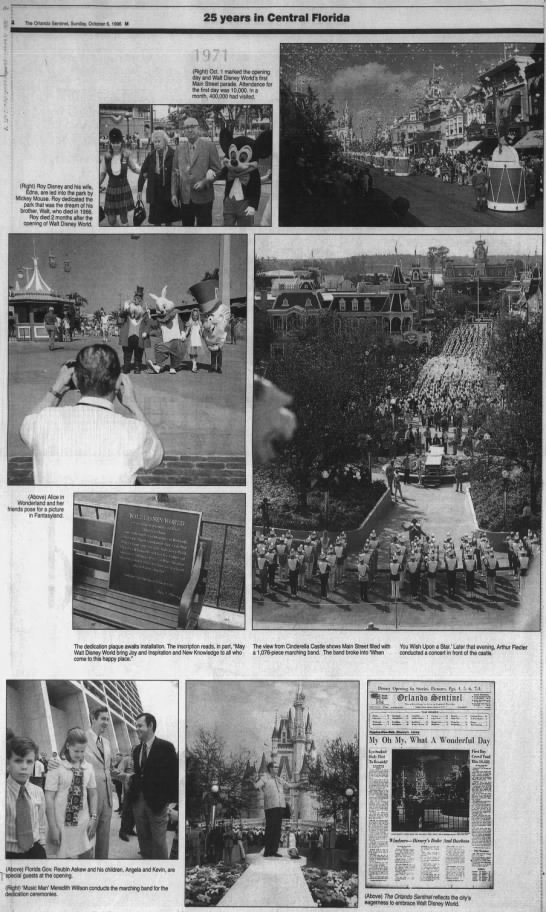 Celebrating Walt Disney World's 25th anniversary with pictures from opening day, October 1, 1971 - 