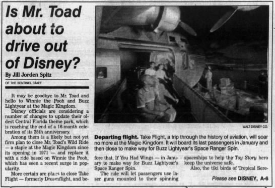 Is Mr. Toad about to drive out of Disney? - 