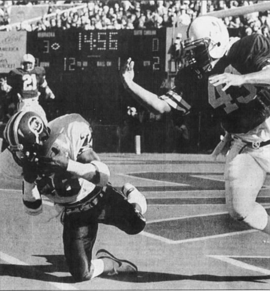 1987 Nebraska-South Carolina football interception photo - 