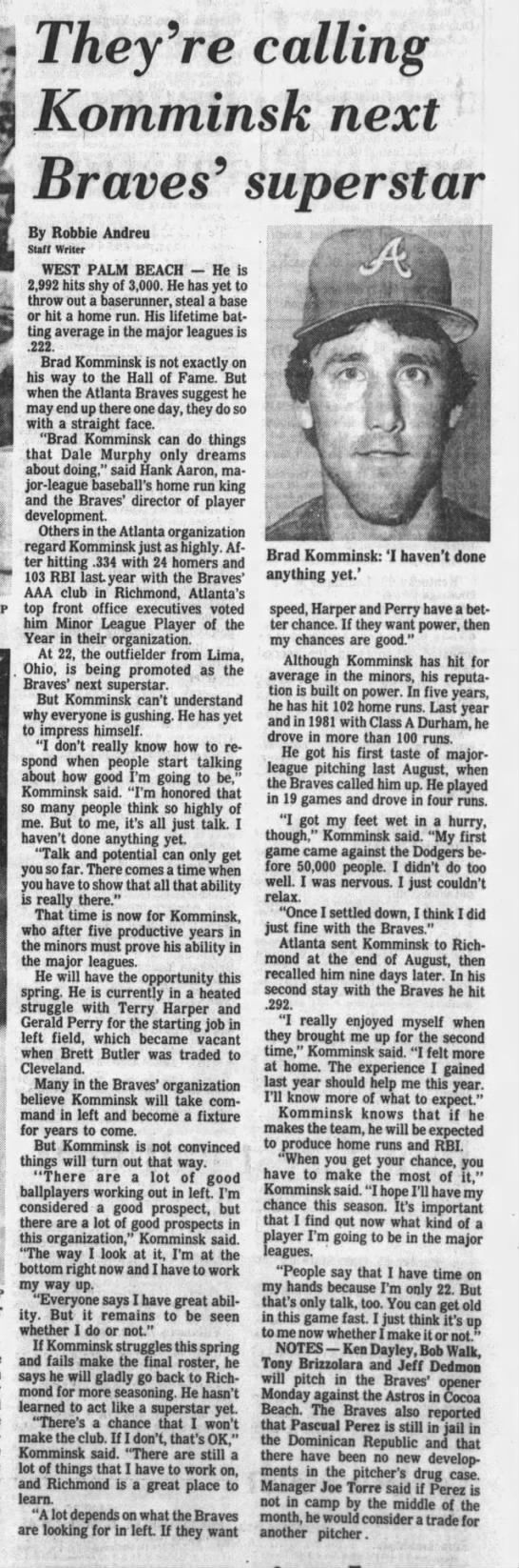 Brad Komminsk - March 4, 1984 - Greatest21Days.com - 